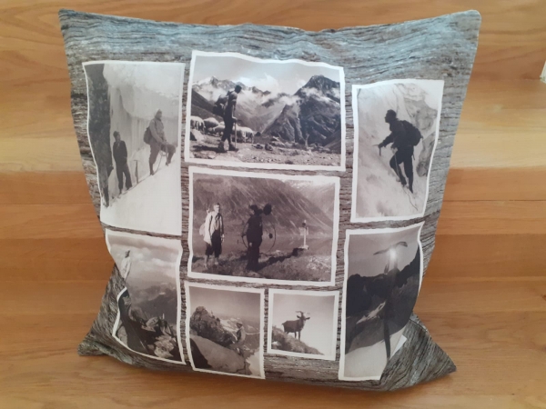 Bergsteiger Wanderer Alpin 1950  40/40  Kissen Digitaldruck auf Baumwolle